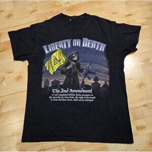Liberty‎ or Death Grim Reaper 2nd Amendment USA Mens Medium T Shirt